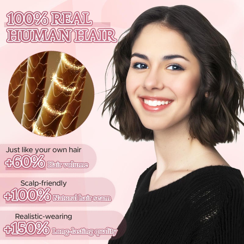 SEGO Human Hair Topper 360°3D Coverage Hairpieces Hand-stitched Real Hair Toppers for Women Add Volume,11inch #02 Dark Brown,20g - Image 3